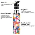 thumbnail image 3 of Yayeee 20oz Double Wall Stainless Steel Water Bottle with Flip Straw, White Colorful Circles, 3 of 7