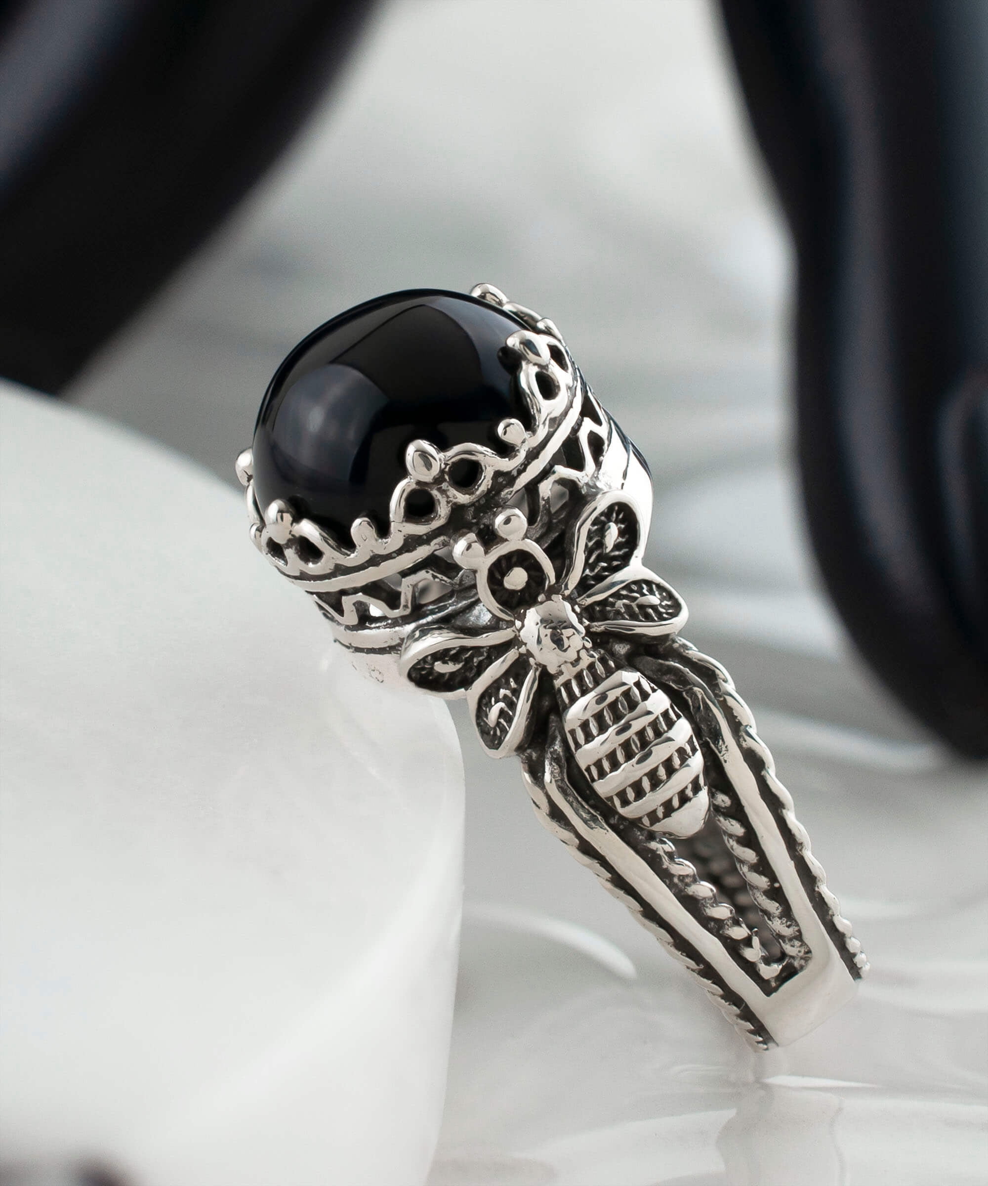 Buy Sterling Silver Black Onyx Ring, Vintage Style Onyx Ring, Pinky Ring,  Onyx Statement Ring, Black Stone Ring Online in India - Etsy