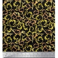 thumbnail image 1 of Soimoi Black Georgette Viscose Fabric Artistic Leaves Print Fabric by the Yard 42 Inch Wide, 1 of 3