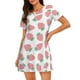 thumbnail image 1 of Fotbe Strawberry Bata de Dormir para Mujer con Estampado, Camisón de Algodón de Manga Corta, Ropa de Dormir Casual, 1 of 6
