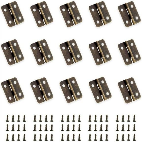 50-Pack of Pure Copper Mini Hinges with Corrosion-Resistant Finish for Cabinets, Drawers, and DIY Projects Antique Bronze Hinges for Wooden Jewelry Boxes