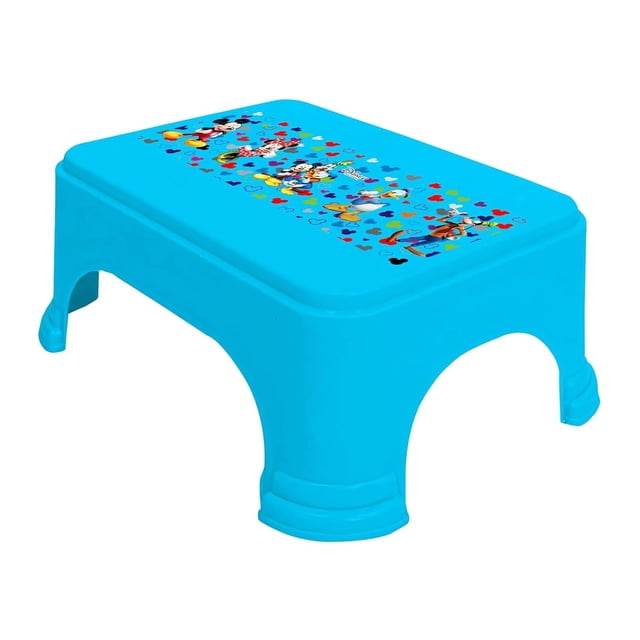Bath Stool For Bathroom, Disney Team Mickey Stool For Bathing, Plastic, Lightweight, Versatile & Comfortable Design (Blue) Pack Of 1