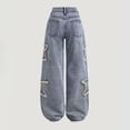 thumbnail image 2 of LNMQLPDBS Baggy Ripped Jeans for Teen Girls Wide Leg/Flare Jean Ripped Denim Pants Tween Preppy Clothes Elastic Waist Streetwear Y2K Trousers, 2 of 8