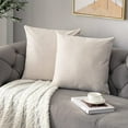 thumbnail image 1 of Large Beige Pillow Covers 24x24 Inch Set of 2 Rustic Farmhouse Chenille Decorative Throw Pillow Covers Square Cushion Case for Home Sofa Couch Decoration, 1 of 7