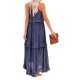 thumbnail image 3 of VISgogo Vestido sin mangas de verano para mujer, color sólido, cuello cuadrado, sin mangas, informal, de una pieza con dobladillo con volantes para damas, S / M / L VISgogo moda, 3 of 9