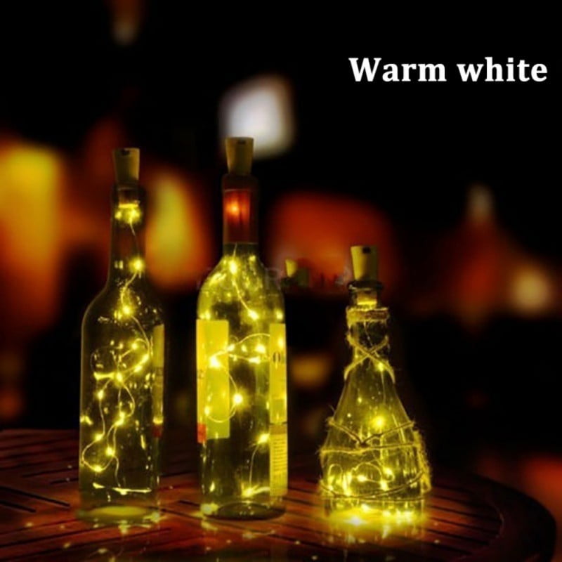 LED Solar Wine Bottle Copper Cork Shape Lights Night Fairy String Lights White 