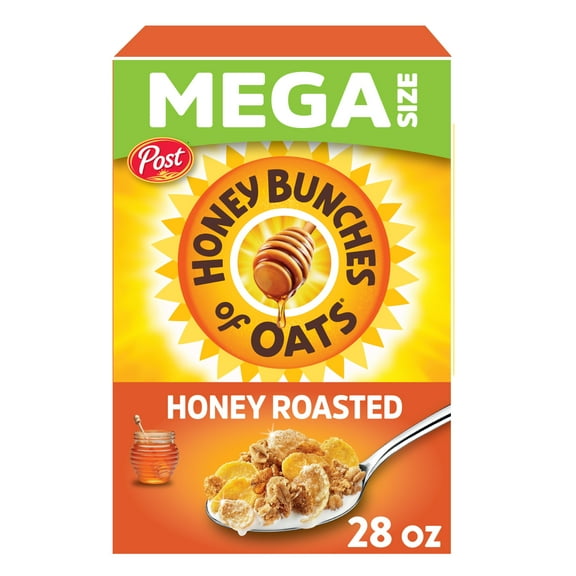 Honey Bunches of Oats Honey Roasted Breakfast Cereal with Oats and Granola Clusters, 28 oz Box