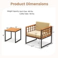 thumbnail image 3 of Costway 3 PCS Patio Chair Set Acacia Wood Sofa Set with Metal Support Soft Seat Cushions, 3 of 10