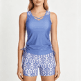 thumbnail image 2 of longantii Women's Tummy Control Tankini Set with Built-in Bra, Flattering Boho Swimwear with Shorts Plus Size Swimsuit Blue M, 2 of 3