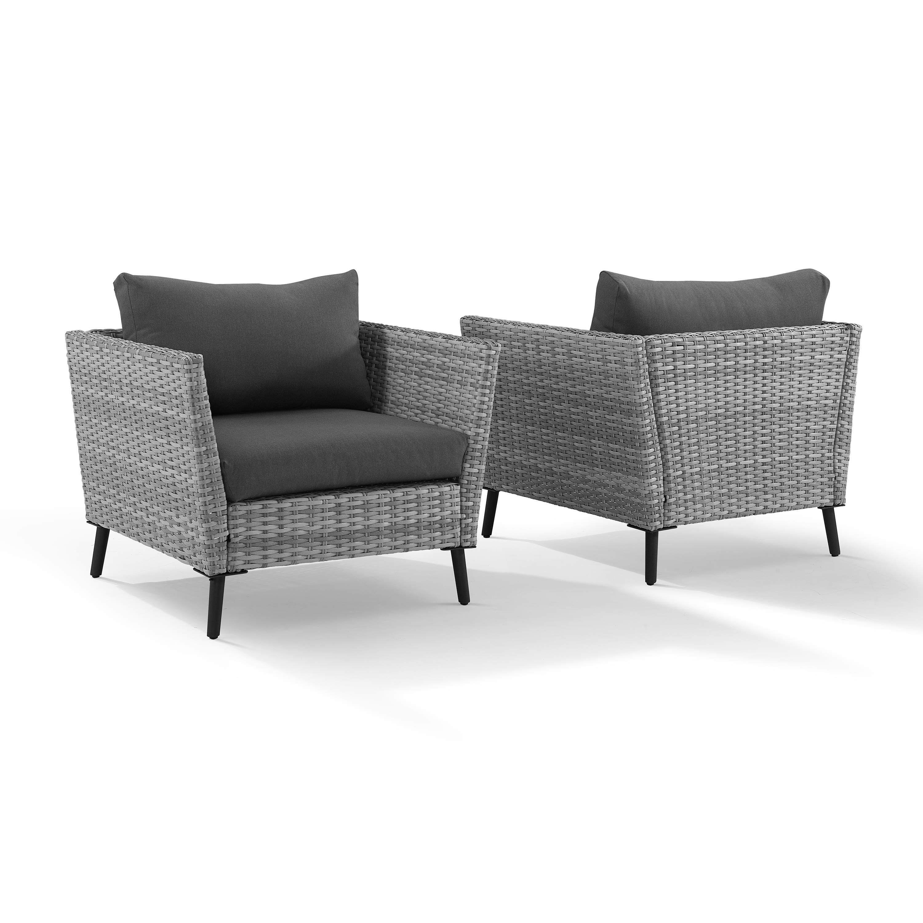 Crosley Richland Wicker Patio Arm Chair in Gray (Set of 2) - image 3 of 10