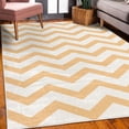 thumbnail image 3 of Striped Decorative Rug, Modern Summer Season Pattern Zigzag Tile Design Wavy Curved Horizontal Motif, Quality Carpet for Bedroom Dorm and Living Room, 6 Sizes, Peach White, by Ambesonne, 3 of 4