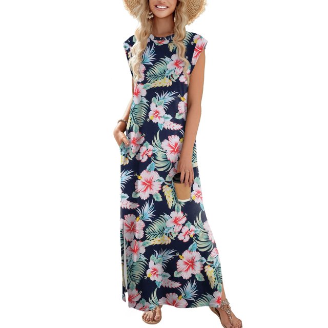 Vestido largo Zeagoo 2025 casual de verano sin mangas con bolsillos