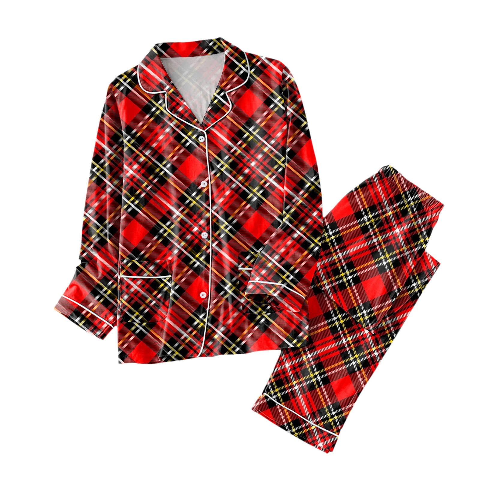 Fvwitlyh Adult Onesie Pajamas Women Pajamas Matching Set Holiday Pajamas Women S Classic Button Down Long Satin Pajama Set With Pockets Red XXL Walmart