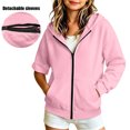 thumbnail image 2 of Besolor Teen Kids Girls Clothes Sweatshirts Casual Removable Long Sleeve Hoodies Fall Winter Oversized Fleece Jackets with Pocket(13-14 Years,Pink), 2 of 7