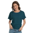 thumbnail image 4 of Womens Short Sleeve Boat Neck Side Shirring Dolman Drape Top, 4 of 6