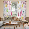 thumbnail image 2 of Happy Easter Kitchen Curtain for Berdoom Living Room Cafe 72 Inch Length, Spring Watercolor Bunny Eggs Flower Grey Plaid Tiers Curtains Light Filtering Drapes Window Treatment 2 Panels 52"Wx72"L, 2 of 8
