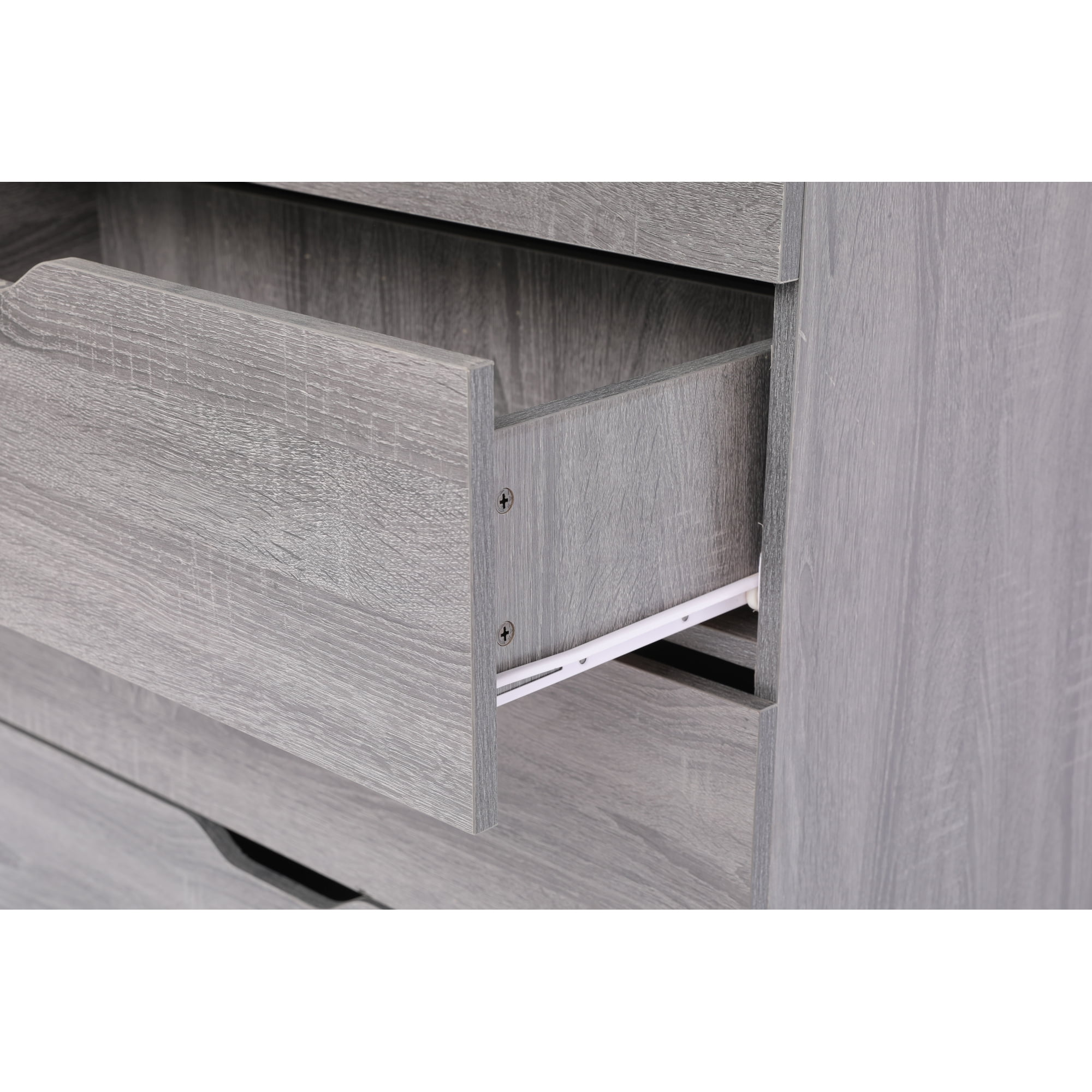 5 Drawer Dresser for Bedroom,Modern Wood Storage Cabinet with Wheels,Tall Chest of Drawers for Living Room,Hallway,Entryway,Gray