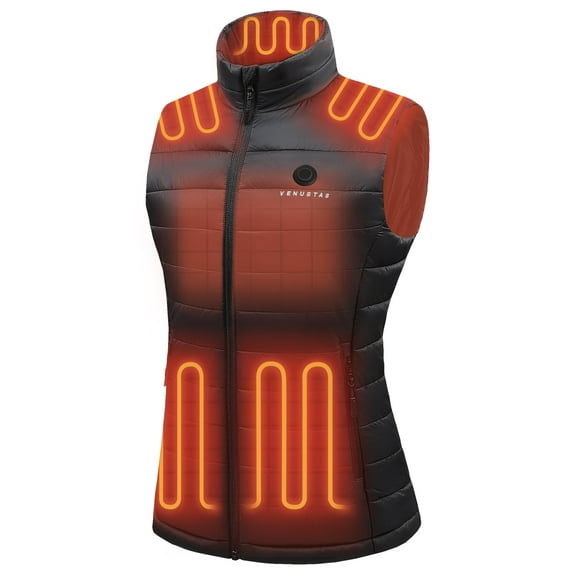 Venustas Women's Heated Vest with Battery Pack 7.4V, Lightweight Rechargeable Heated Vest for Women Outdoors(Black, 3XL)