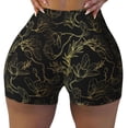 thumbnail image 2 of Daiia Gold Gloss Outline Floral Pattern Women's Workout Shorts Biker Shorts - High Waisted Workout Spandex Tummy Control Gym Running Yoga Shorts-X-Large, 2 of 8