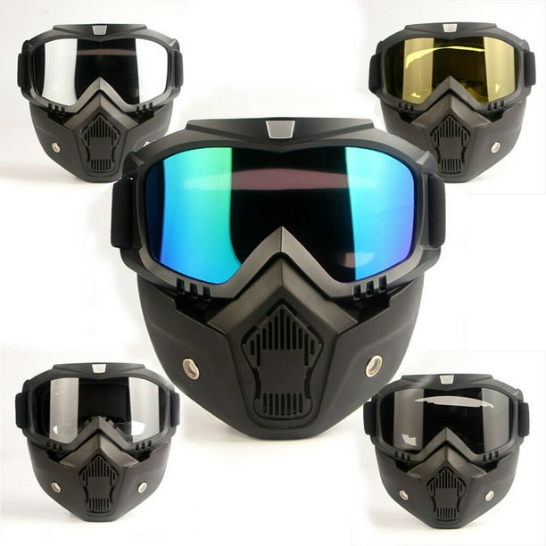 Face Modular Motorcycle Shield Helmet Goggles Riding Sun Glasses