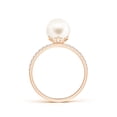 thumbnail image 2 of Angara Classic Freshwater Cultured Pearl & Diamond Solitaire Ring in 14K Rose Gold for Women | June Birthstone Jewelry for Her, 2 of 7