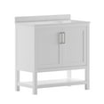 thumbnail image 2 of Merrick Lane 36 Inch Bathroom Vanity with Ceramic Sink, Carrara Marble Finish Countertop, Storage Cabinet with Soft Close Doors and Open Shelf in White, 2 of 12