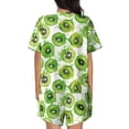 thumbnail image 3 of Kdxio Green Kiwi Print Pajamas Sets for Women Short-Sleeved Pjs with Lounge Shorts Two Piece Sleepwear S-4XL, 3 of 9