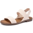 thumbnail image 2 of Ataiwee Women's Flat Slide Sandals - Casual Adjustable Elastic Strappy Double Bands Summer Flat Sandals., 2 of 6
