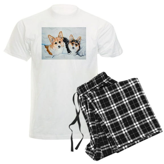 CafePress - Corgi Snow Dogs Men's Light Pajamas - Men's Light Loose Fit Cotton Pajama Set