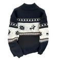 thumbnail image 4 of Men's Christmas Sweater Casual Long Sleeve Quarter Zipper Tops Cozy Fall Winter Outfits Navy 2XL, 4 of 4