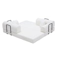 thumbnail image 5 of Convertible Sleeper Sofa Bed with Pillow, Corduroy Folding Mattress Couch for Living Room, Floor Lounge Sofa with Fixed-Shape Frame for Small Apartments, Beige, 5 of 9