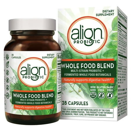 Probiotic Blend - Align Whole Food Blend Multi-Strain Probiotic Supplement Made with Fermented Wholefood Botanicals, One a Day, Non-GMO, Vegan, Gluten Free, 28 Capsules