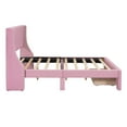 thumbnail image 5 of BTMWAY Full Upholstered Storage Bed, Pink Velvet Upholstered Wood Platform Bed with Headboard and A Big Drawer, No Box Spring Needed, Modern Furniture Full Size Bed Frame, 600lbs Capacity, 5 of 11