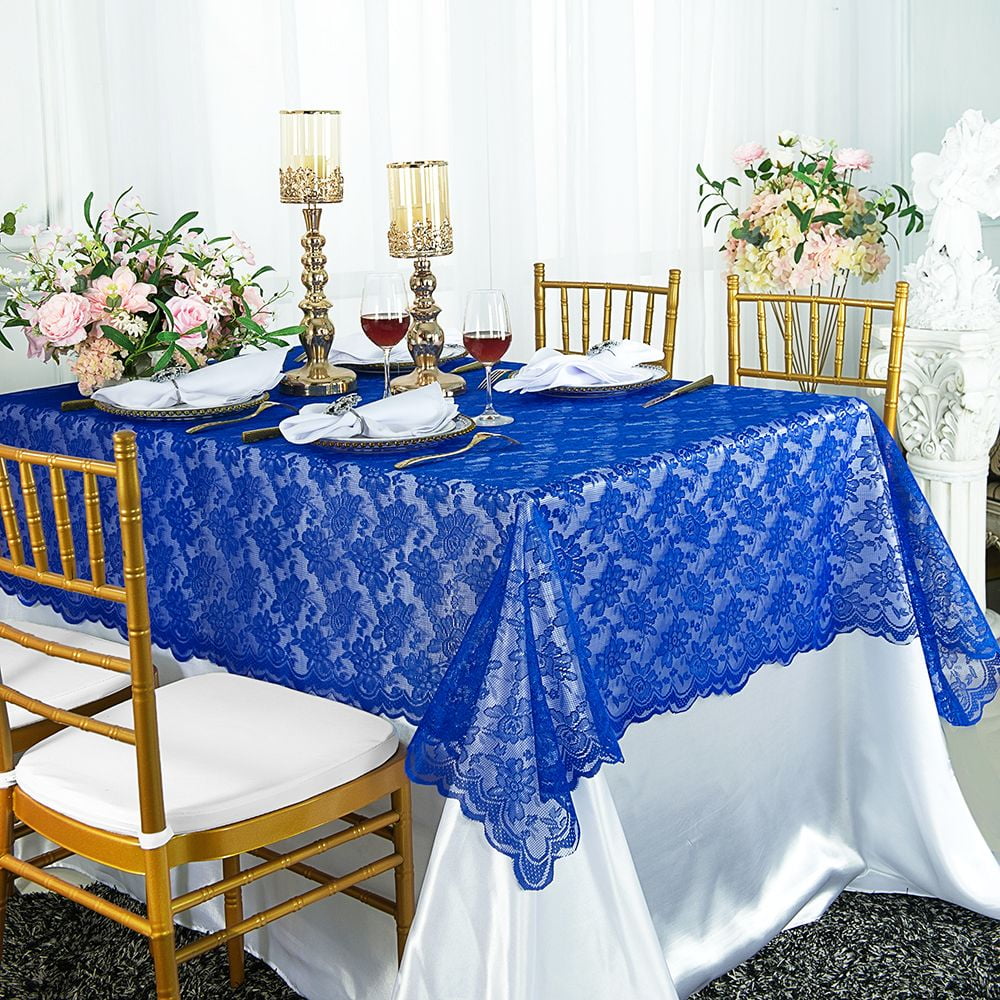 Wedding Linens Inc. 54" x 108" Rectangular Lace Table Overlays, Lace