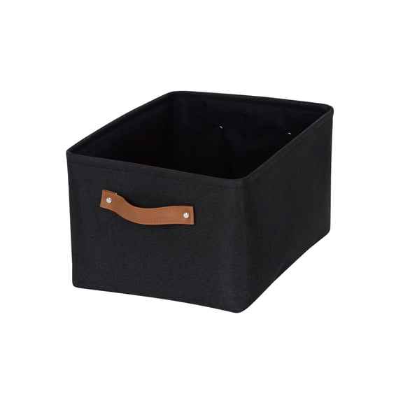 Mainstays Black Canvas Polyester Storage Basket with Handles