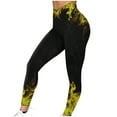 thumbnail image 4 of Leggings for Women Fashion Vintage Flame Printed High Elastic Waist Joggers Spring Casual Plus Size Workout Yoga Pants(Yellow,M), 4 of 6