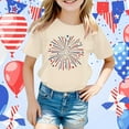 thumbnail image 2 of MIXUE Girls Tops & T-Shirts Kids Summer Fourth Of July Independence Day Star Print Round Neck Short Sleeve Casual Party Tshirts Outwear,Yellow,8-9 Years, 2 of 4