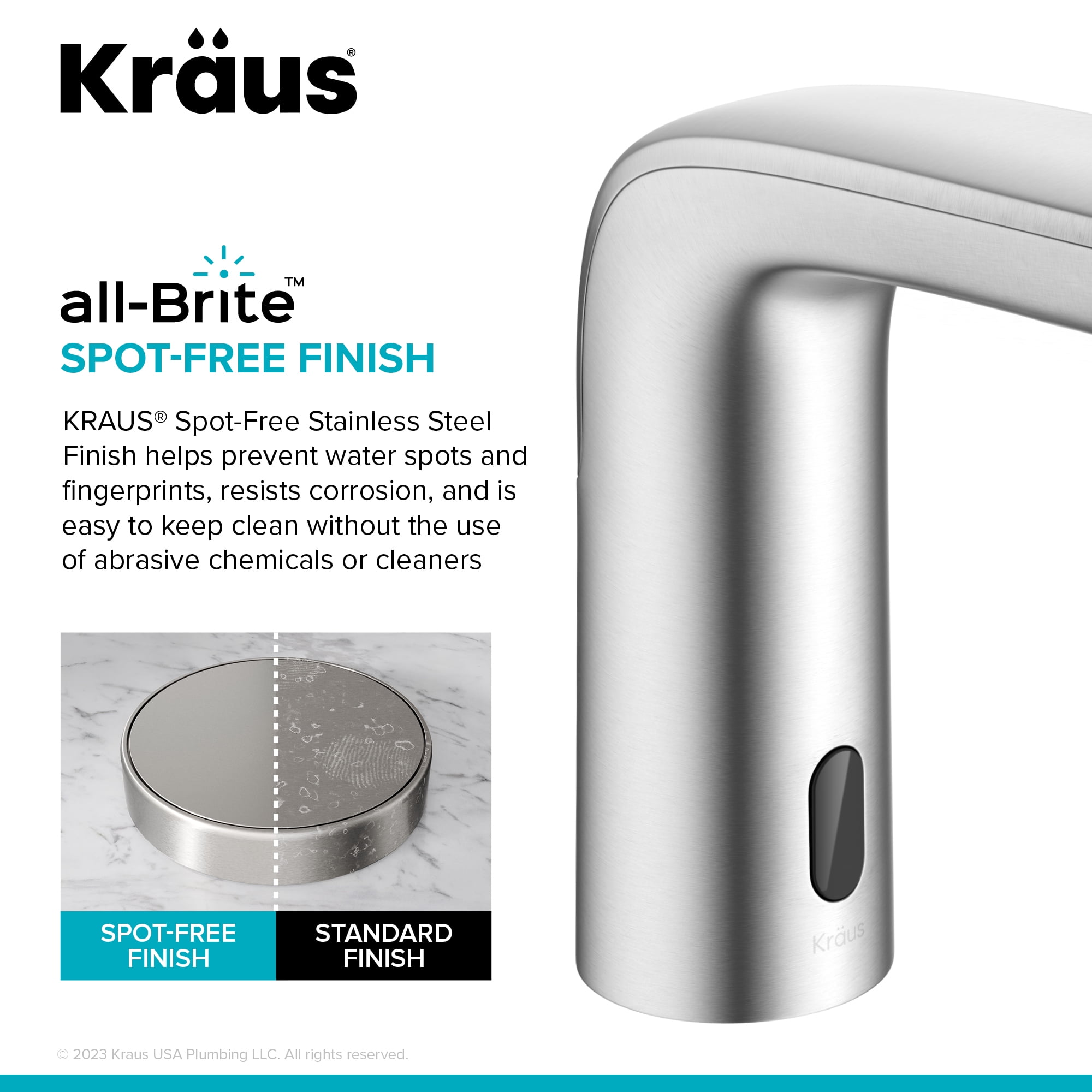 KRAUS Indy Touchless Sensor Bathroom Faucet in Spot Free Stainless Steel