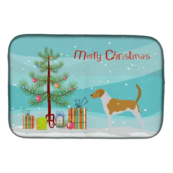 American Foxhound Merry Christmas Tree Dish Drying Mat