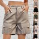 thumbnail image 5 of HGps8w Pantalones Cortos Cargo para Mujer 2024 Pantalones Cortos de Mezclilla de Talle Alto elásticos de Verano Pantalones Cortos de Pierna Recta Informal con Bolsillos, 5 of 5