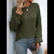 thumbnail image 4 of Camiseta Holgada Informal de Cuello Redondo y Larga Acanalada para Mujer, Ideal para y Otoño Verde L, 4 of 8