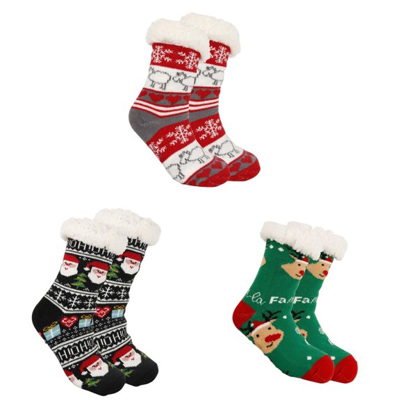 Kids Fuzzy Christmas Socks Boys Girls High Ankle Socks Thick Fleece Warm Novelty Toddler Socks Kids Winter Socks
