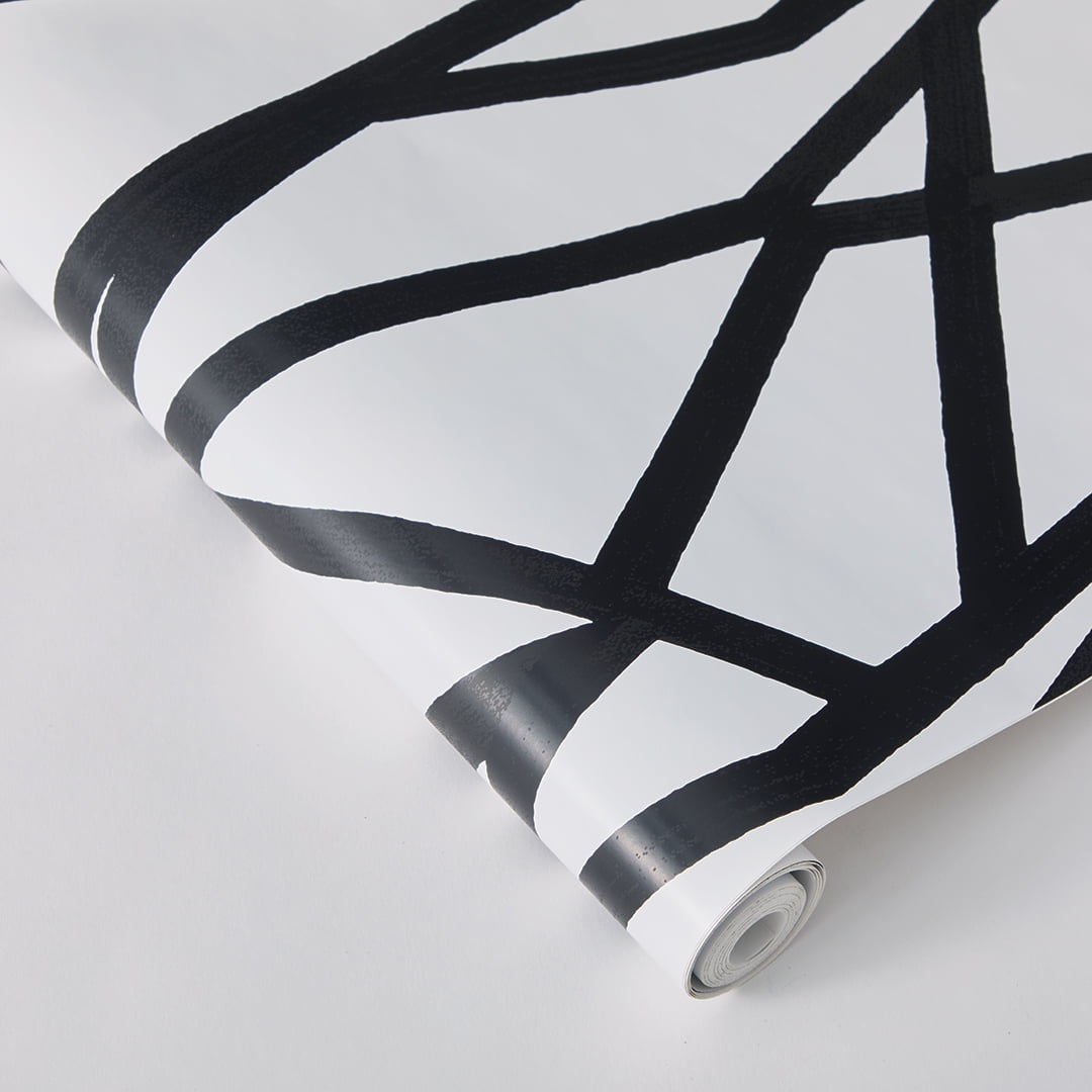 Tempaper x Genevieve Gorder Black on White Intersections Peel and Stick Wallpaper, 20.5" x 16.5'