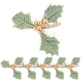 thumbnail image 1 of GOOHOCHY Juego de 6 servilleteros con diseño navideño de hojas verdes y bayas., 1 of 7