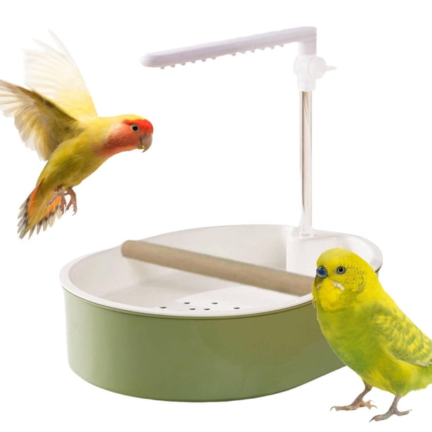 Baño automático para periquitos, ducha para pájaros, fuente para jilgueros, fácil instalar, accesorios para pájaros medianos, baño para periquitos Estilo de línea blanco