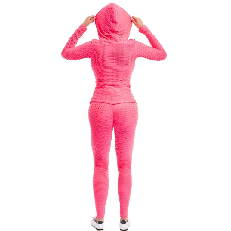 MixMatchy Women's Solid Scrunch Butt Active Leggings Zip Up Jacket