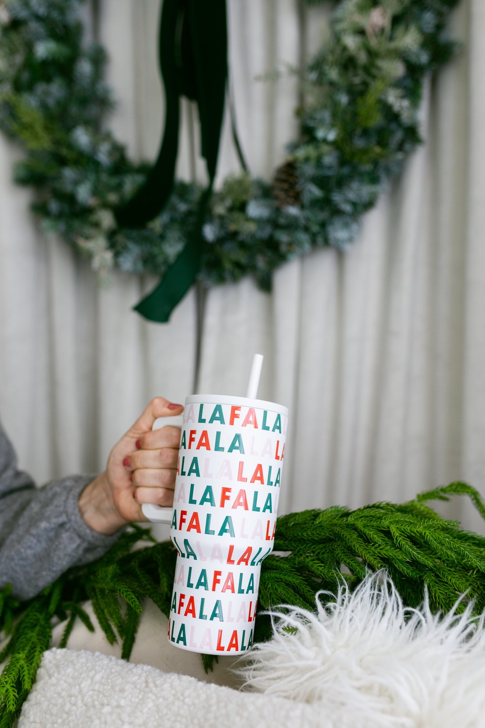Simple Modern 30 fl oz Insulated Stainless Steel Trek Tumbler with Straw Lid | Fa La La