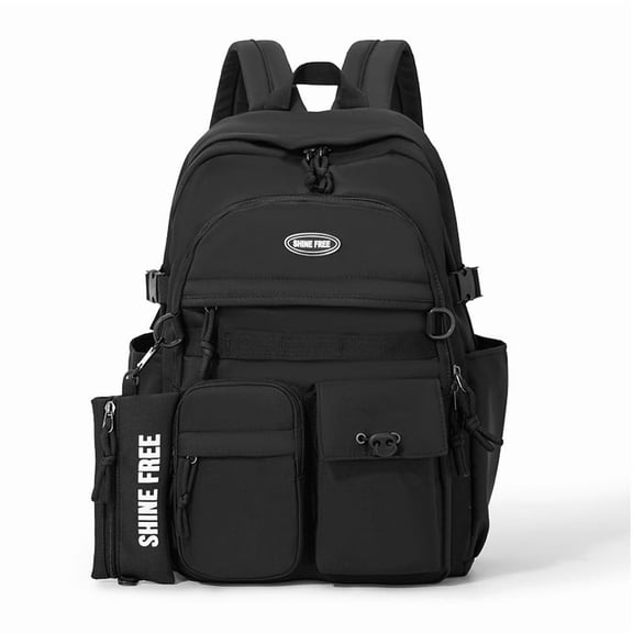 ZROVA Unisex Workwear Backpack - Large Capacity Harajuku School Bag, Lightweight Casual Commute Pack (Black/Off-White/Grey/Blue)