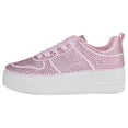 thumbnail image 2 of Top Moda Shoes Women Fashion Platform Sneakers Crystals Rhinestone Bling Lace Up BOSTON-1 Pink 8.5, 2 of 5