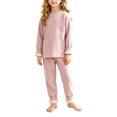 thumbnail image 6 of LvhaoGJOB Little Kids Boys Sweatshirt and Pants Outfit Set, Pink - sherpa fleece cuffs, cream sherpa lining, 6 of 7